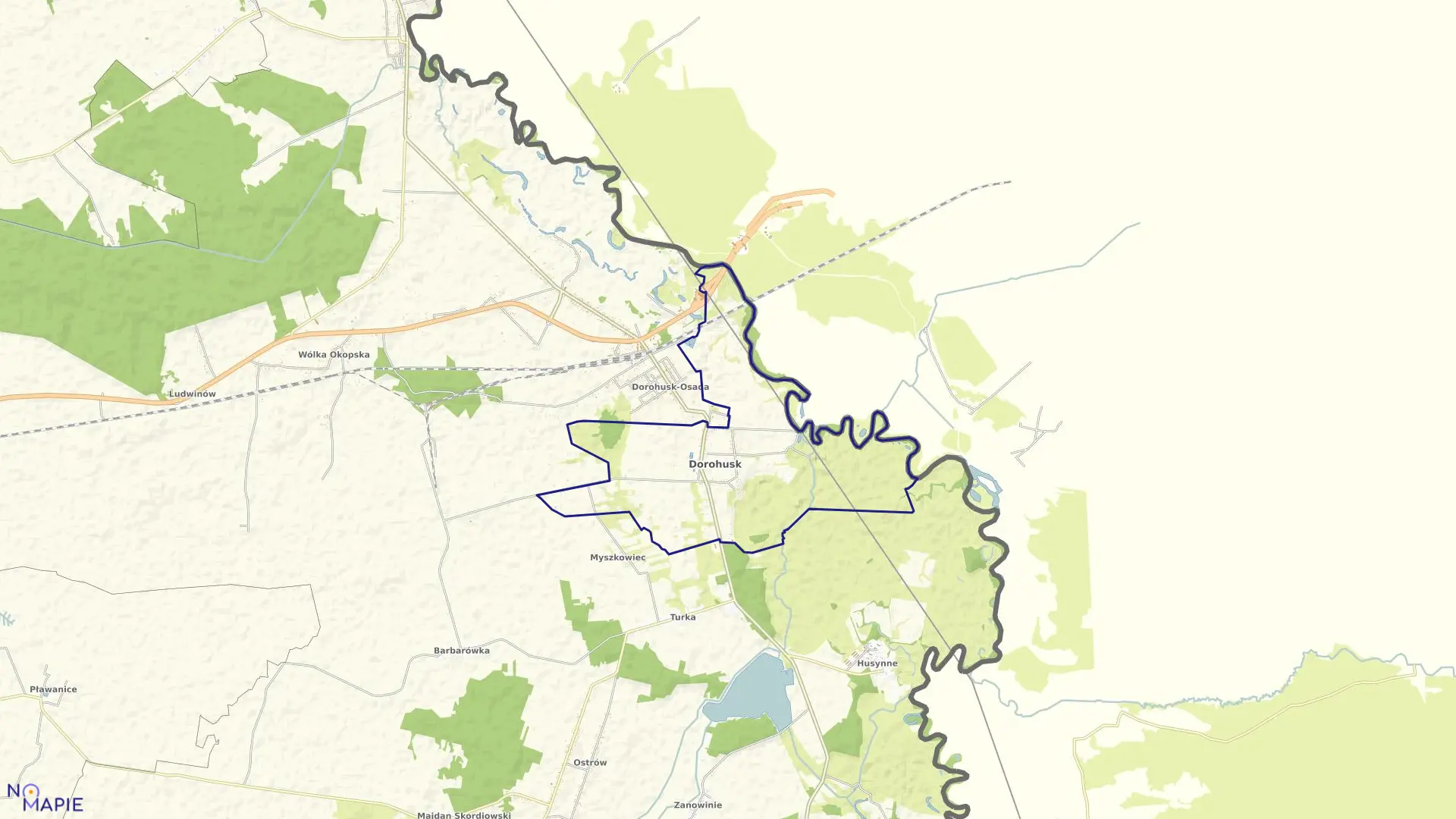 Mapa obrębu DOROHUSK w gminie Dorohusk