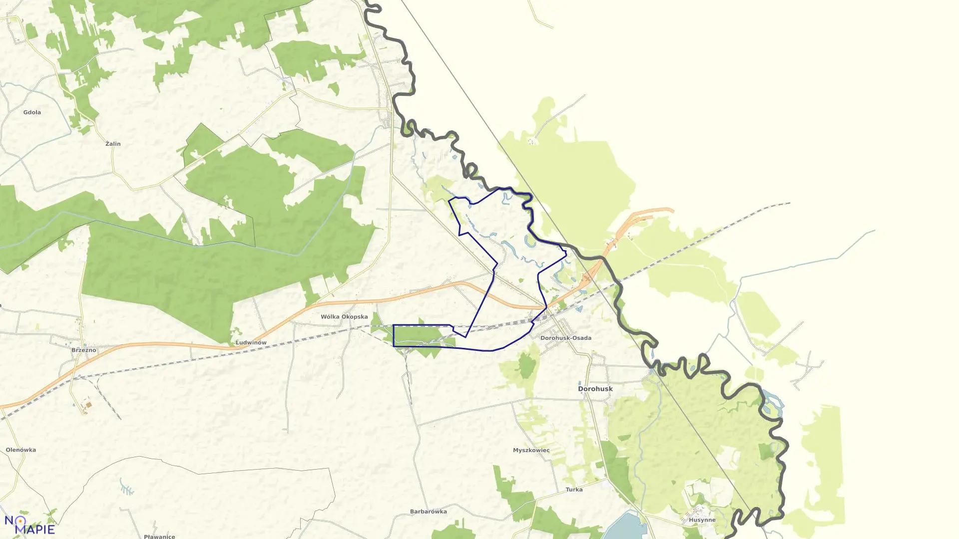 Mapa obrębu OKOPY w gminie Dorohusk