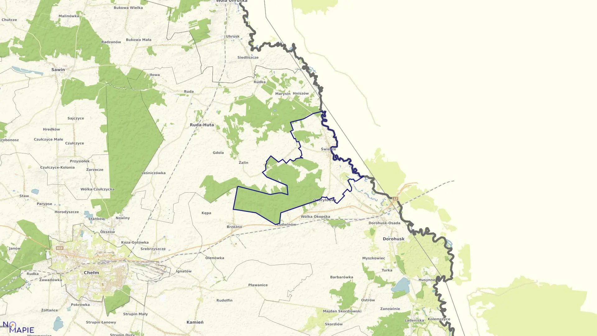 Mapa obrębu ŚWIERŻE w gminie Dorohusk