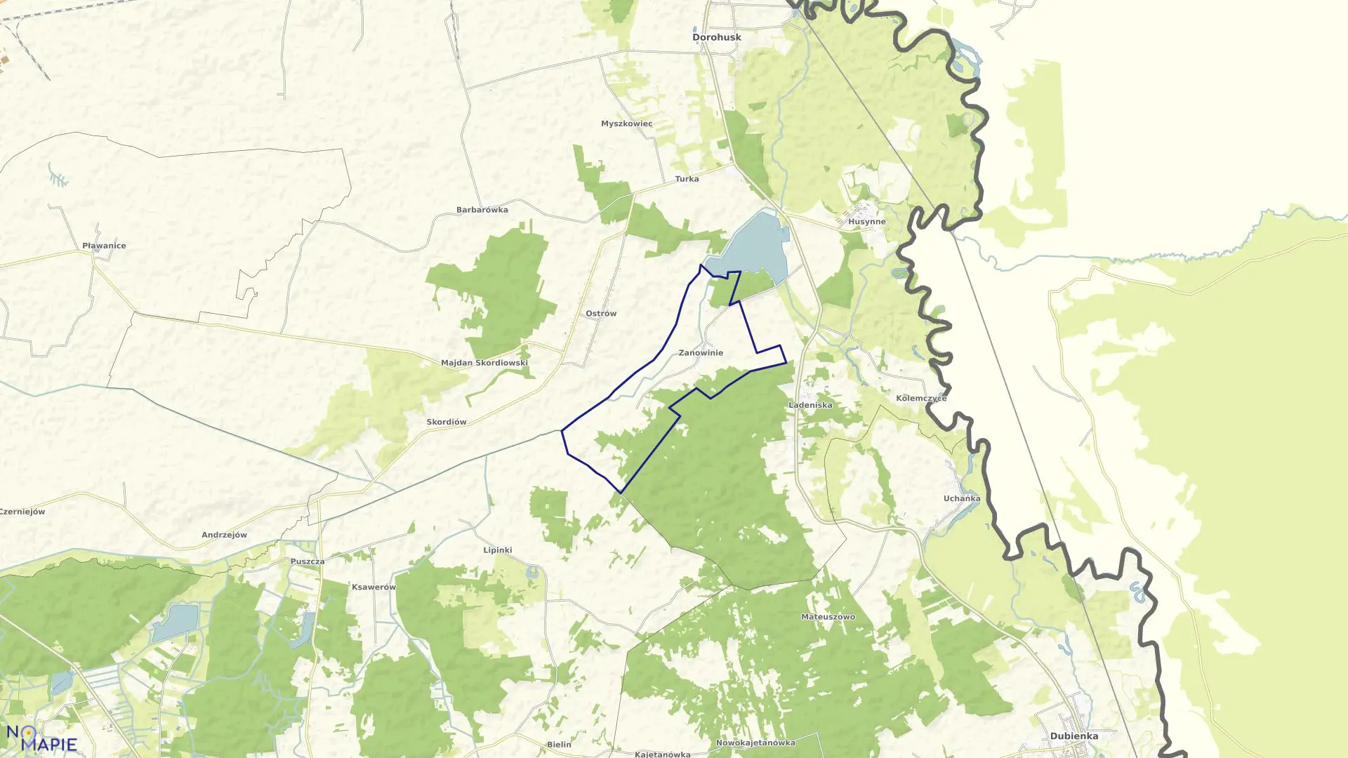 Mapa obrębu ZANOWINIE w gminie Dorohusk